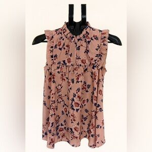 Kate Spade Prairie Rose Flutter Top Blouse XS Pink Floral Ruffle EUC